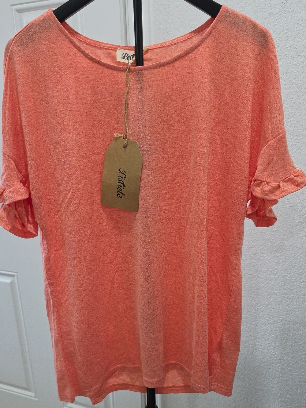 Listicle Coral Ruffle-Sleeve Short Sleeve Tee